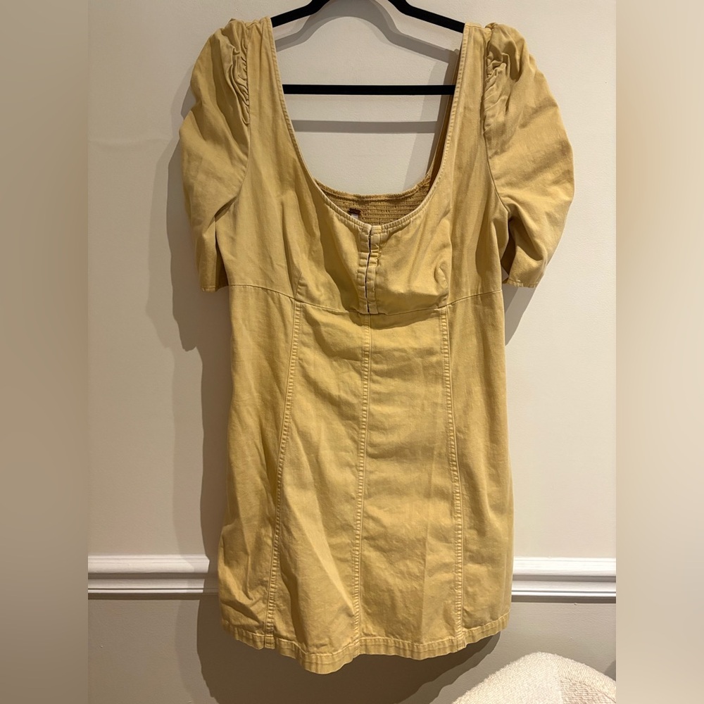 Free People CHEYENNE DENIM MINI DRESS Sand Dune Size XL - Picture 6 of 10